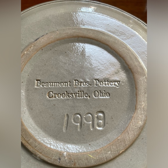 Vintage 1998 Beaumont Brothers Pottery Salt Glaze 7" Snowman Plate - Picture 4 of 5